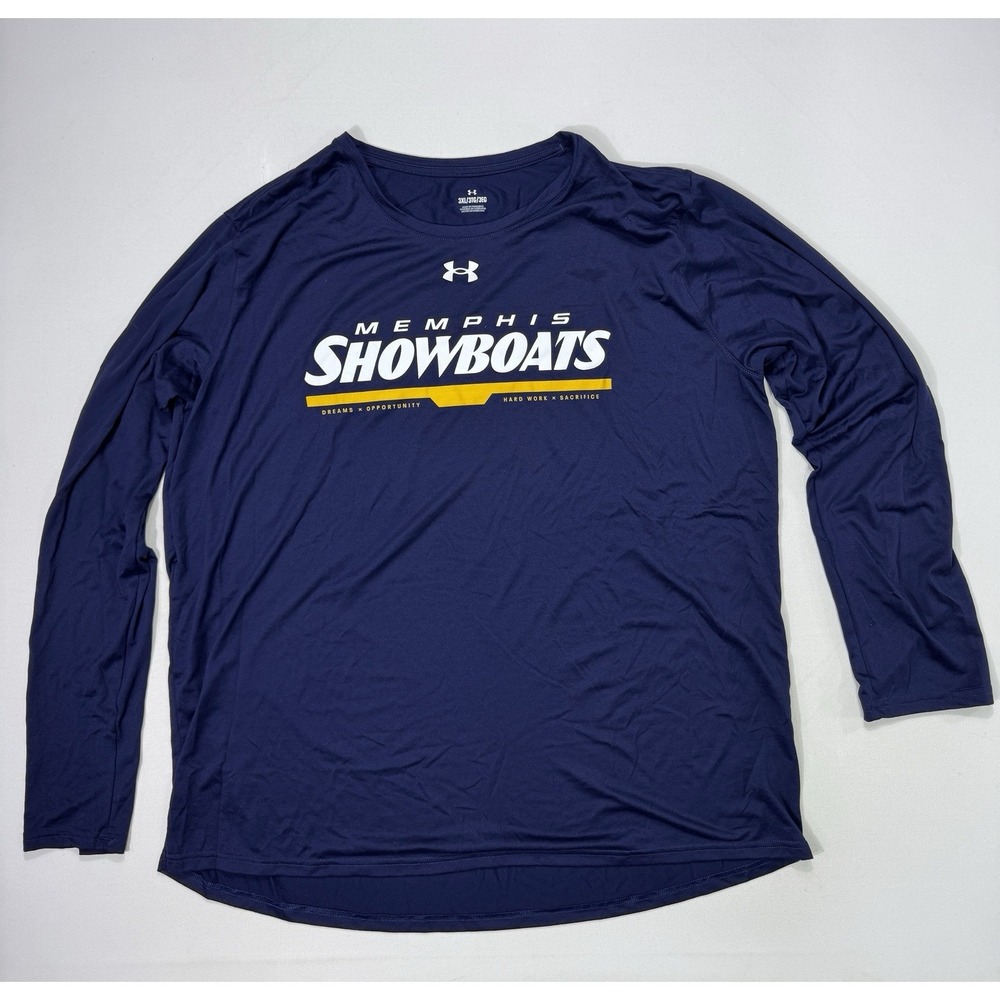 Memphis Showboats Under Armour Long Sleeve Shirt Men's 3XL Navy Performance